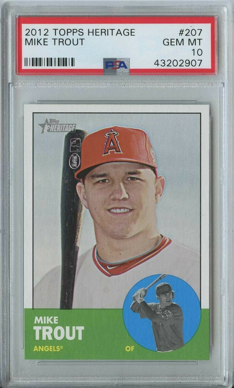 Mike Trout 2012 Topps heritage baseball 207 Los Angeles Angels RC rookie PSA 10