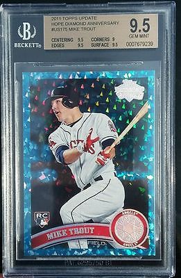 BGS 95 GEM MINT Mike Trout 2011 Topps Update HOPE DIAMOND ANNIVERSARY 160 RC