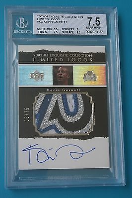 200304 Exquisite Limited Logos 4 CLR Patch AUTO Kevin Garnett 0575 BGS75 11