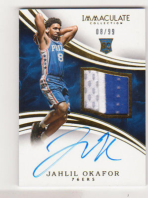 201516 Panini Immaculate Rookie Patch Auto RPA Jahlil Okafor 0899 Jersey 