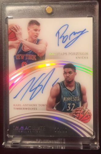 Karl Anthony TownsKristaps Porzingis Acetate Dual Autograph 49 Immaculate Auto