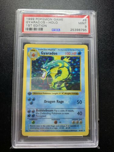 1999 Gyarados Pokemon Card Holo Shadowless 1st Edition Graded PSA 9 Mint RARE