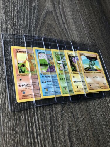 Pokemon Card 1st Edition Shadowless Charmander Pikachu Squirtle Bulbasaur Machop