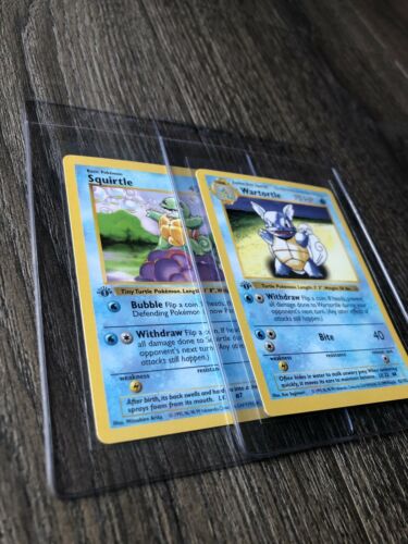 Pokemon Cards 1st Edition Shadowless Squirtle  Wartortle Free Card Included