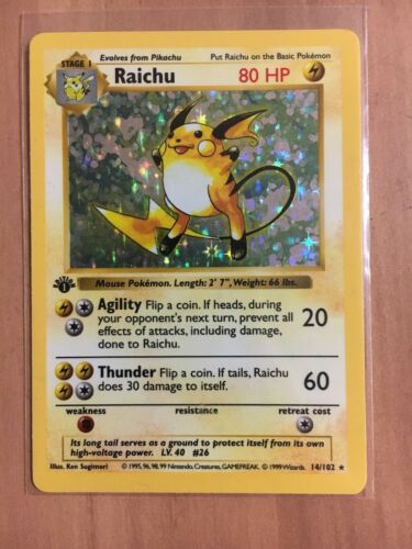 Pokemon Raichu 1st Edition Holo card 14102