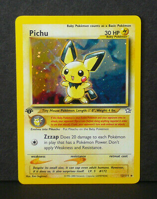 Pokemon 1st Edition Neo Genesis Holo Foil Pichu 12111 Card  Pack Fresh Mint