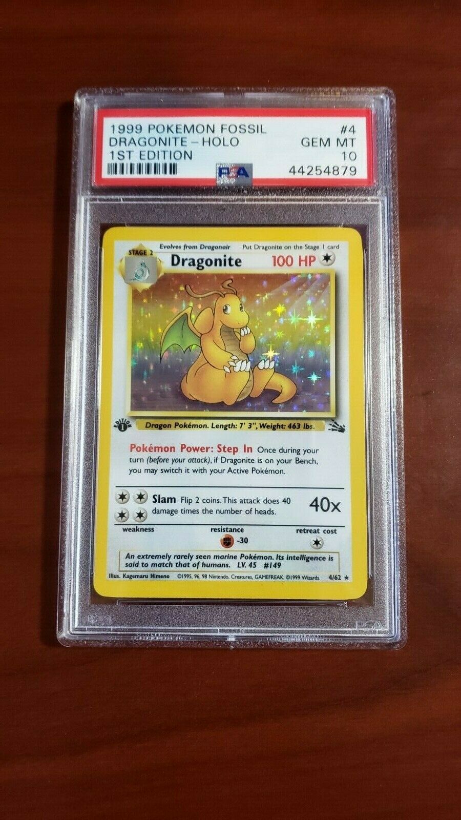 1999 Pokemon Fossil Dragonite 1st First Edition PSA 10 Card Holo GEM MINT