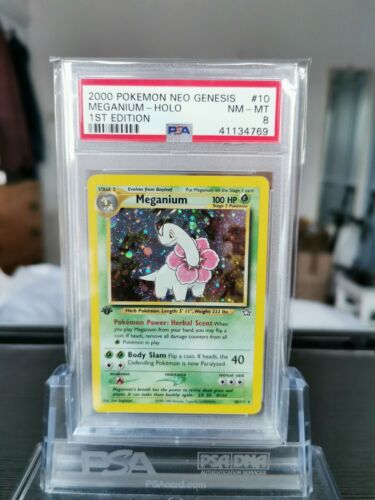 PSA 8 Neo Genesis Meganium 1st Edition Holo Rare Pokemon Card 10111