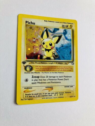 Mint 1999 1st Edition Neo Genesis Pichu Pokemon Card Holo Shiny Rare PSA