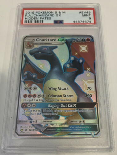 PSA 9 MINT CHARIZARD GX Full Art Pokemon Hidden Fates SV49SV94 Shiny Vault