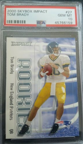 Tom Brady 2000 Skybox Impact Football 27 PatriotsBuccaneers RC Rookie PSA 10