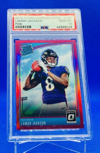 2018 Lamar Jackson Optic Rookie RC Prizm Pink 167 PSA 10 Ravens NFL Football