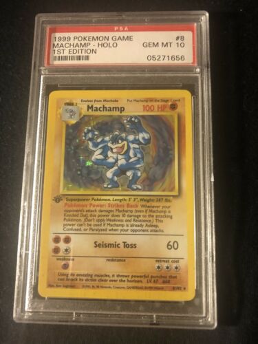 1999 Pokemon Game 1st Edition 8 Machamp Holo PSA Mint 10