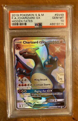 2019 Pokemon Sun  Moon Hidden Fates SV49 Shiny Charizard GX PSA 10 GEM MINT