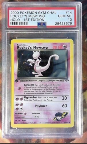 2000 Pokemon Gym Challenge 14 Rockets Mewtwo Holo 1st Edition PSA 10 Fresh