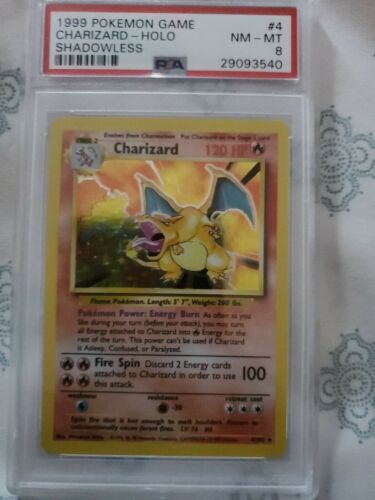 1999 pokemon game charizardholo Shadowless Psa 8