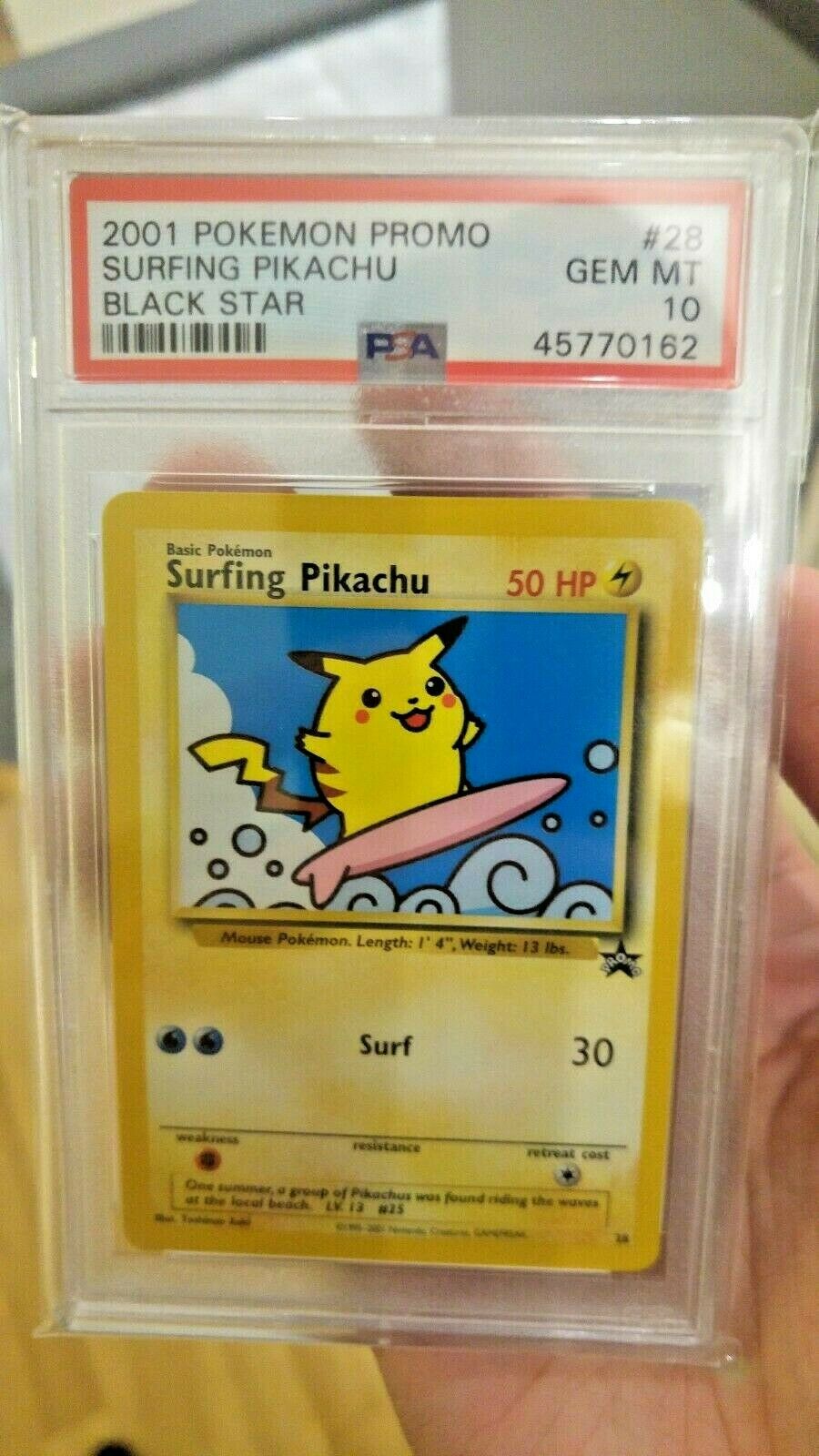 PSA 10 GEM MINT Surfing Pikachu 28 Black Star Promo Pokemon Card