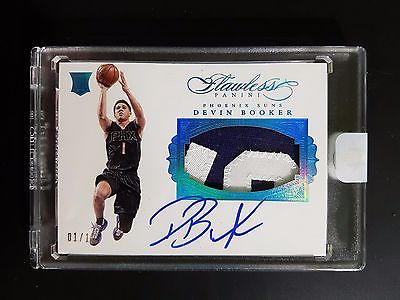 201516 Panini Flawless Sapphire Devin Booker RC Patch Auto 0110 Jersey 11 M3