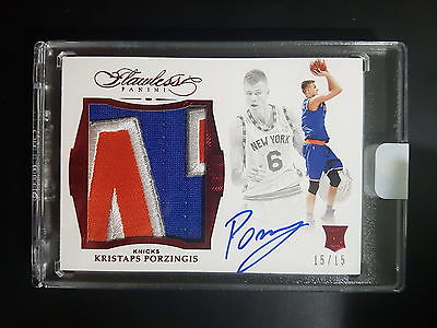 201516 Panini Flawless Ruby Kristaps Porzingis RC Jumbo Patch RPA 1515 11