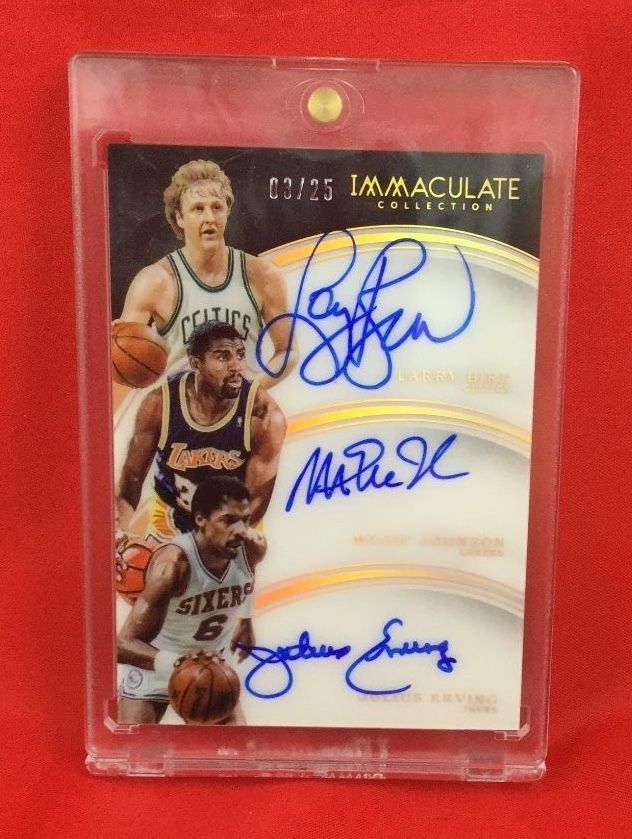 201516 Panini Immaculate Trio Autograph Bird Johnson Erving 25 RARE