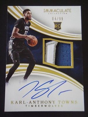 201516 Panini Immaculate KarlAnthony Towns RPA RC Auto Patch 0499 WOLVES