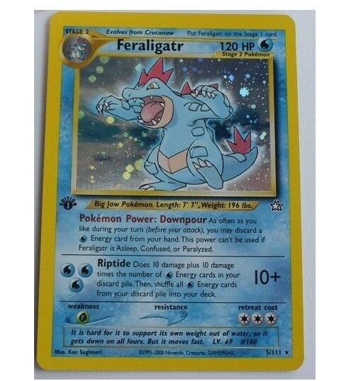 1st Edition Feraligatr 5111 Ultra Rare Holo Foil Pokemon Card Neo Genesis