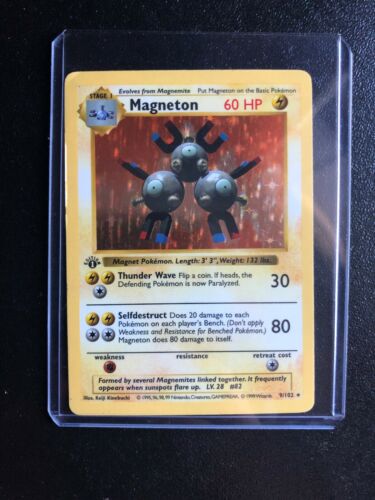 Pokemon Card Magneton 9102 1st Edition Shadowless