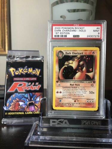 Pokemon 1st Edition Dark Charizard Holo PSA 9 Mint  Team Rocket Booster Pack