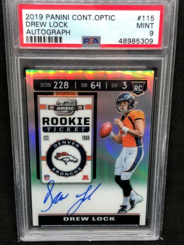 2019 Panini Contenders Optic Football DREW LOCK Rookie AUTO REFRACTOR PSA 9 SSP