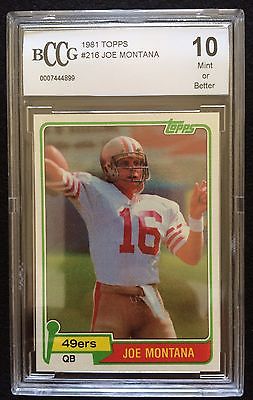 1981 Topps Joe Montana SF 49ers 216 Football Rookie Card RC BCCG 10 Mint 