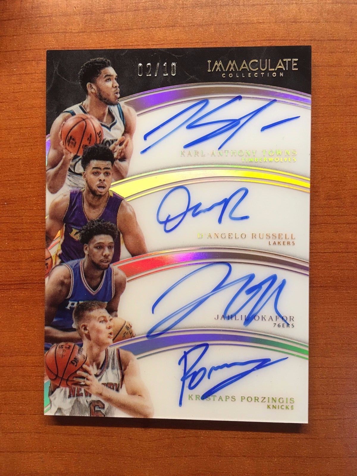 1516 PANINI IMMACULATE 4 ROOKIE TOWNS RUSSELL OKAFOR PORZINGIS AUTO 0210 RARE