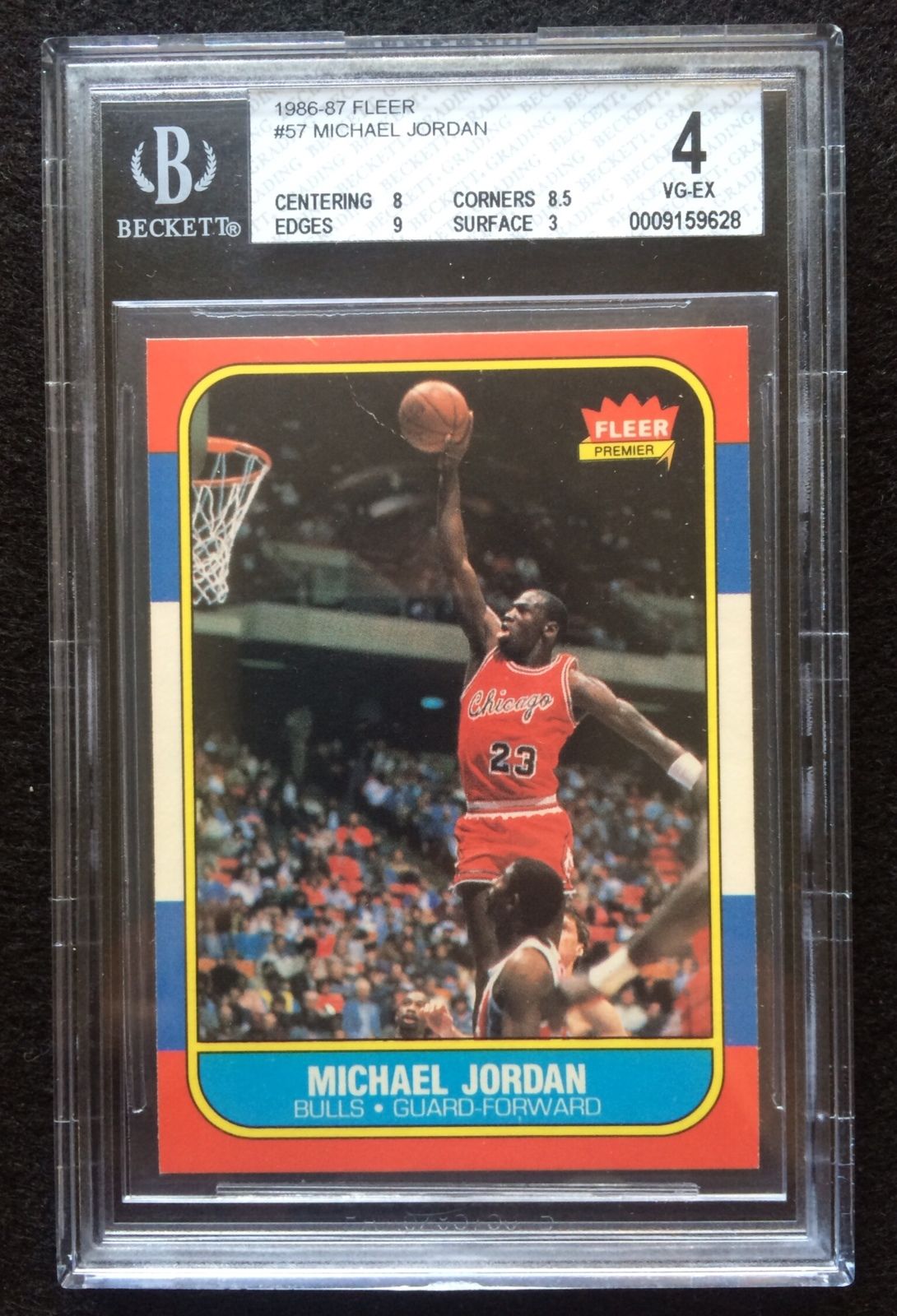 1986  1987 Fleer Michael Jordan Chicago Bulls 57 Basketball Rookie Card BGS 4 