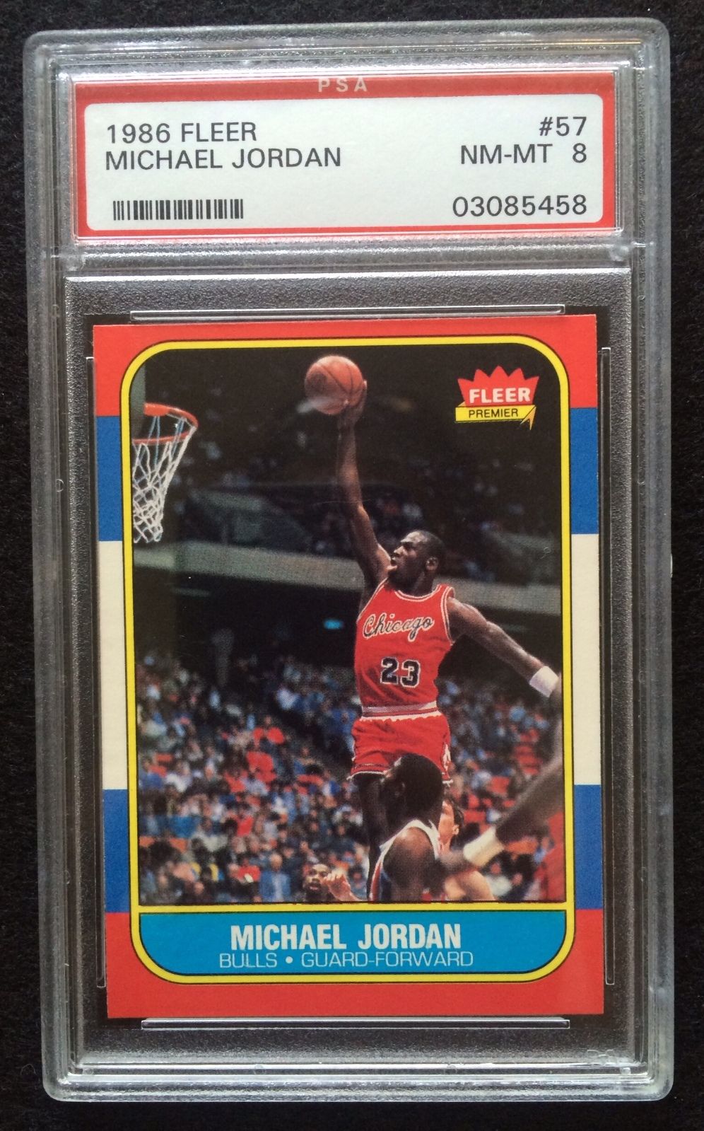 1986  1987 Fleer Michael Jordan Chicago Bulls 57 Basketball Rookie Card PSA 8