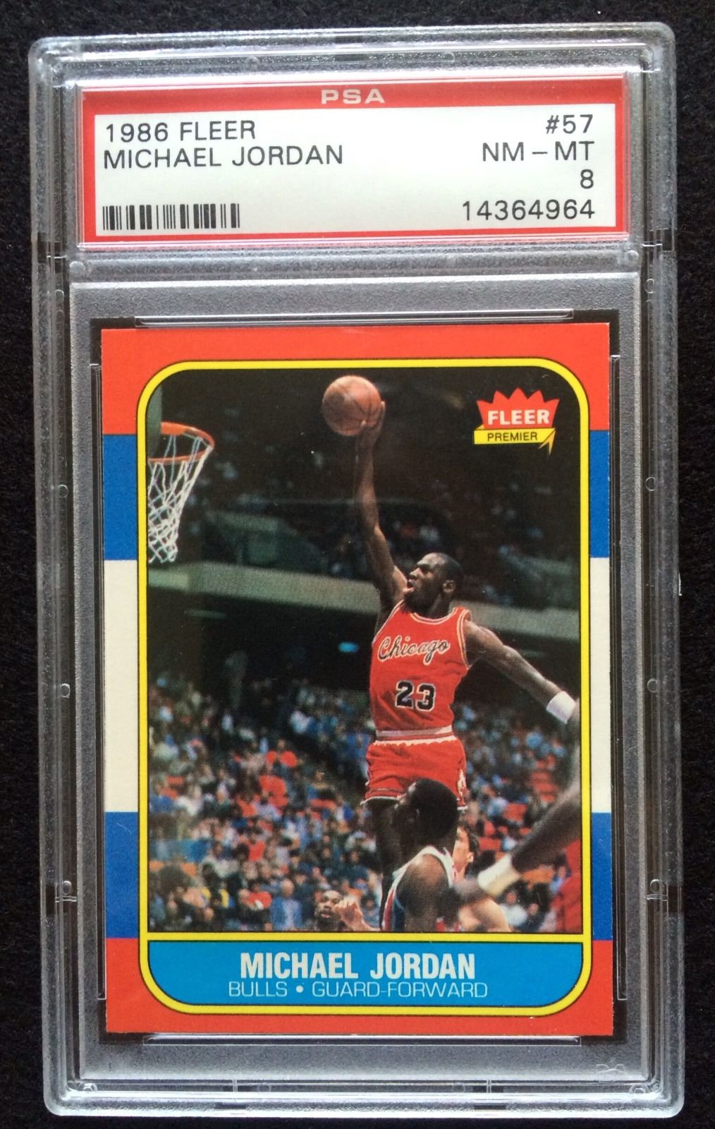 1986  1987 Fleer Michael Jordan Chicago Bulls 57 Basketball Rookie Card PSA 8