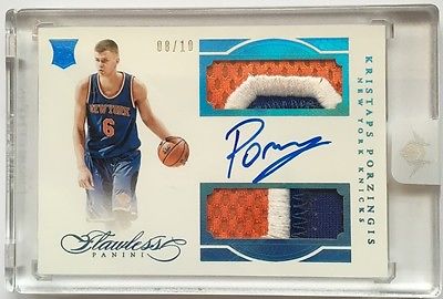 201516 PANINI FLAWLESS KRISTAPS PORZINGIS DUAL PATCH AUTOGRAPH RC AUTO RPA 810