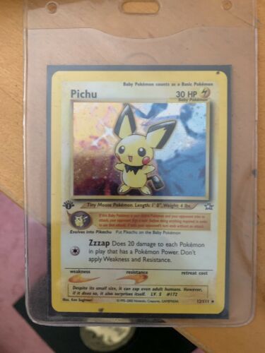 pokemon First Editon Neo Gen 2 Pichu Card Made By Wizards Of Coast 