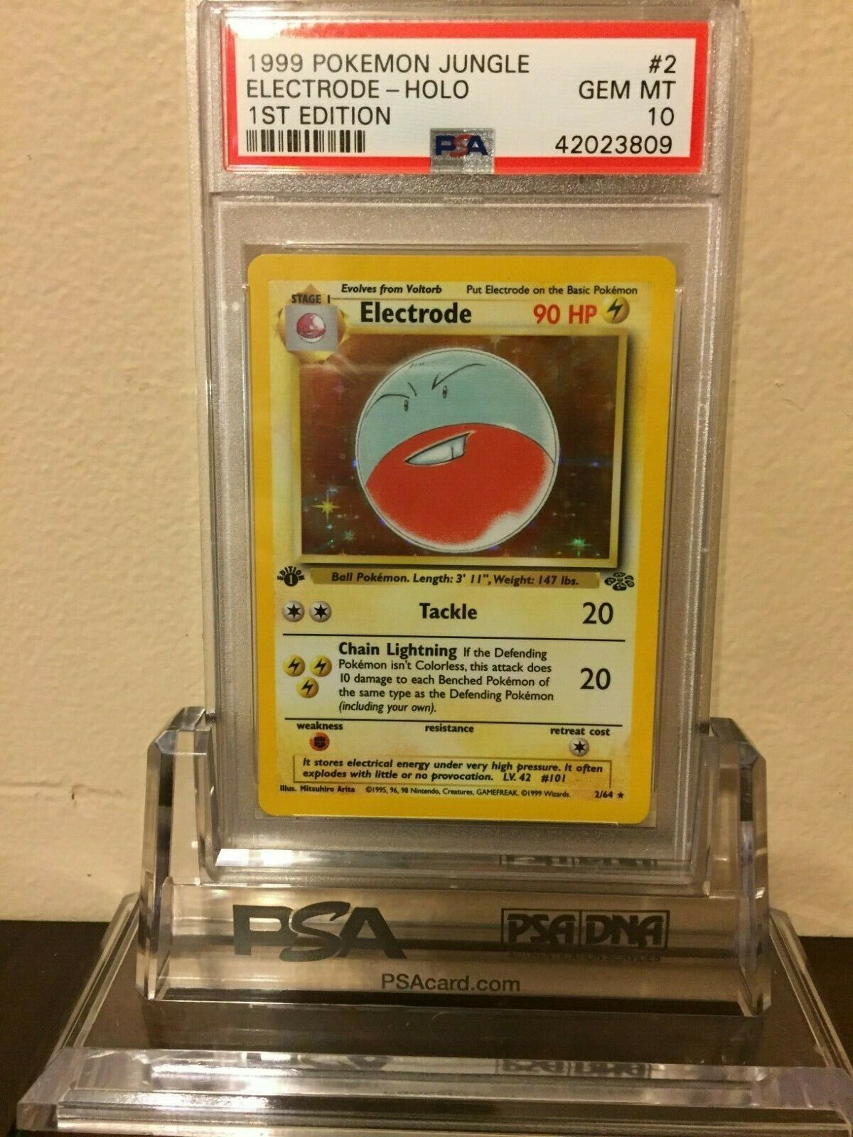 1999 Pokemon Jungle Electrode 1st Edition Holo Card 2 PSA Gem Mint 10