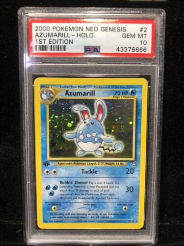 2000 Pokemon Neo Genesis Azumarill 1st First Edition Holo 2 Card PSA 10 GEM