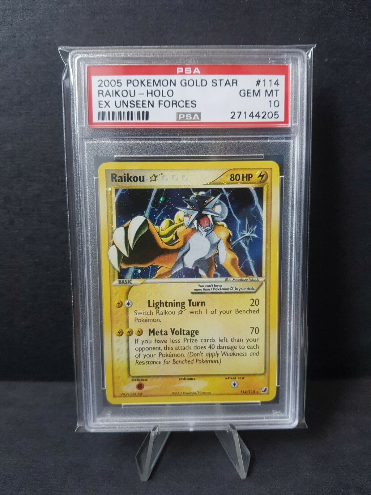 POKEMON PSA 10 RAIKOU GOLD STAR EX UNSEEN FORCES 114115 RARE GEM MINT