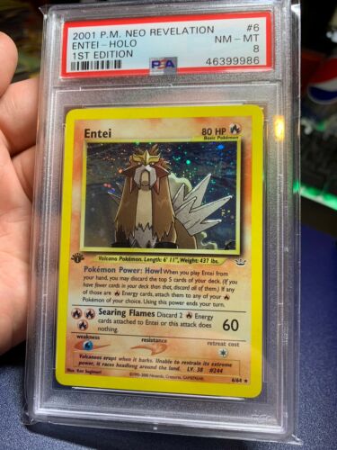 2001 Pokemon Neo Revelation 6 Entei 1st Edition Holo Foil Rare PSA 8 NMMT Card