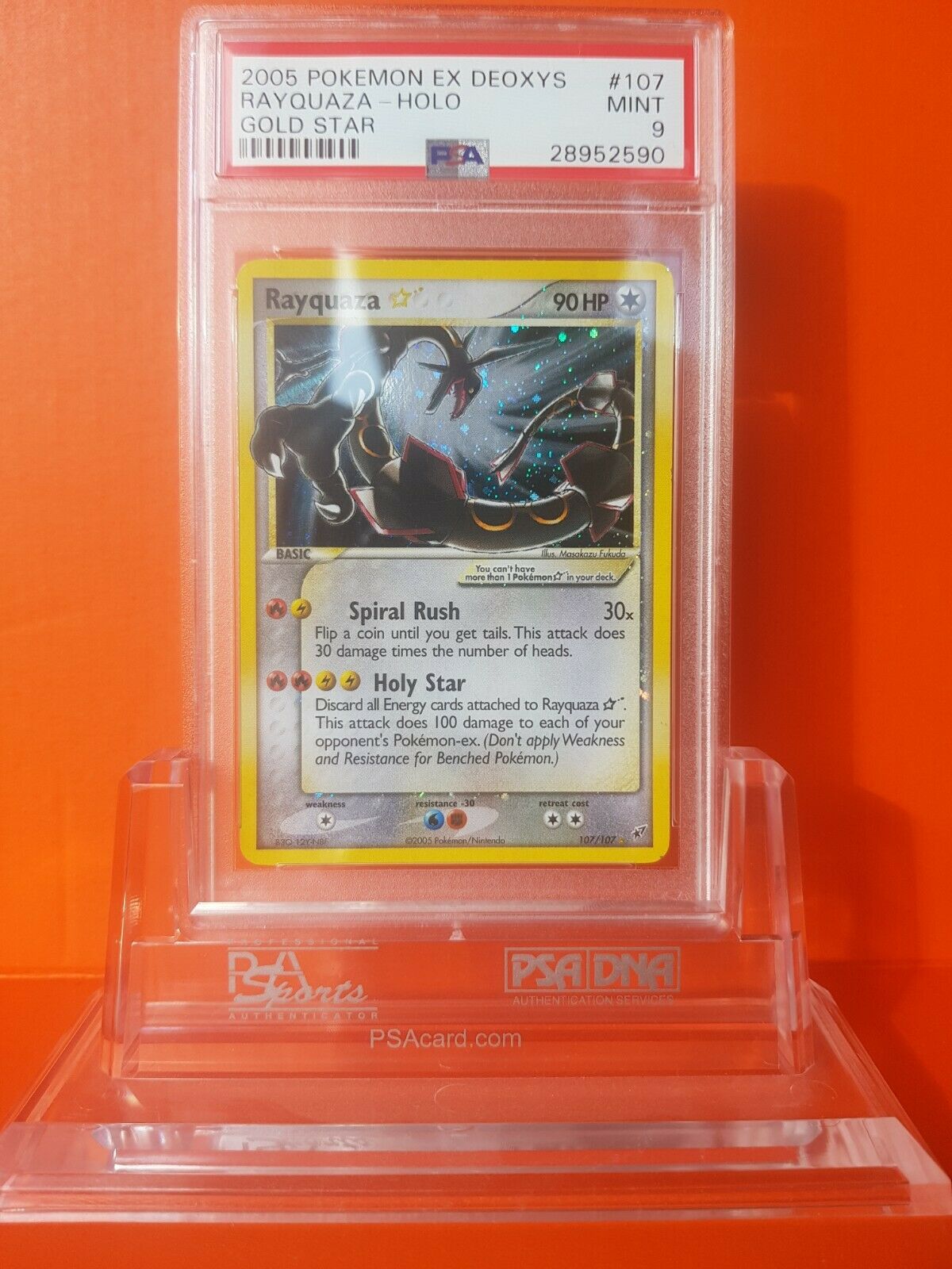  PSA 9 Rayquaza Gold Star Shiny Ultra Rare 107107 EX Deoxys MINT Pokemon Holo