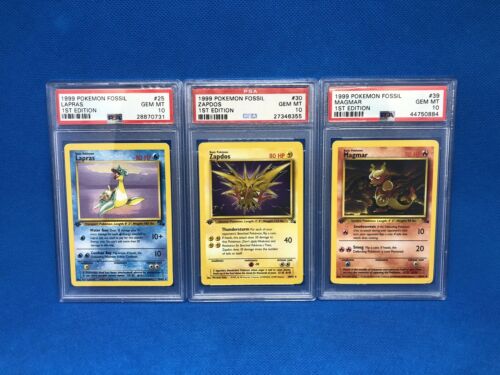 1999 Pokemon PSA 10 1st Edition Zapdos Lot of 9 Fossil  Jungle Lapras Magmar