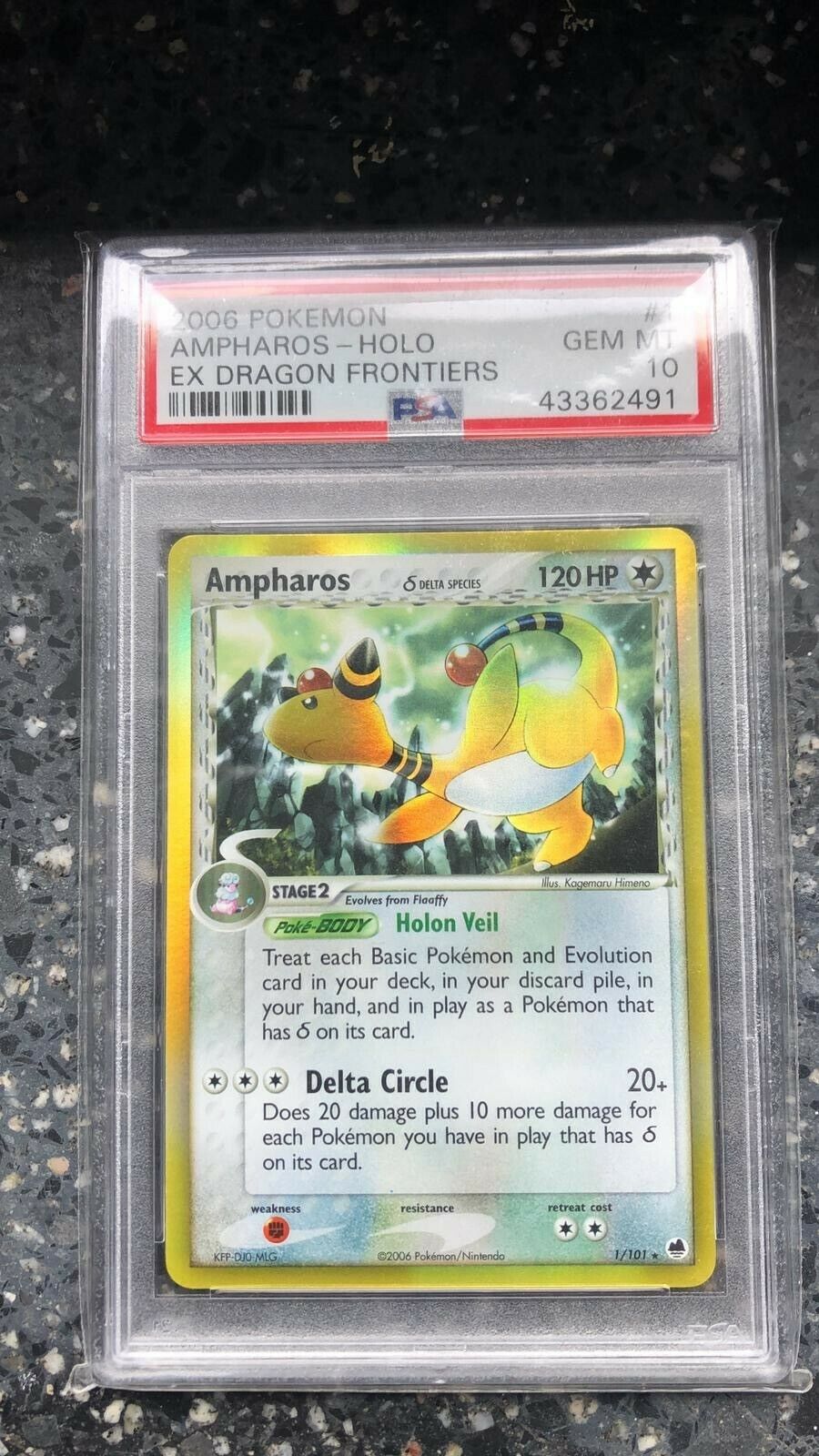 Pokemon Card Ampharos Holo EX Dragon Frontiers PSA 10