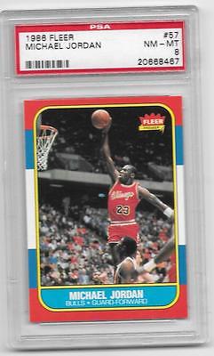 PSA 8 MICHAEL JORDAN 19861987 FLEER 57 ROOKIE RC NMMT CHICAGO BULLS 