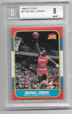 BGS 8 MICHAEL JORDAN 19861987 FLEER 57 ROOKIE RC NMMT CHICAGO BULLS 