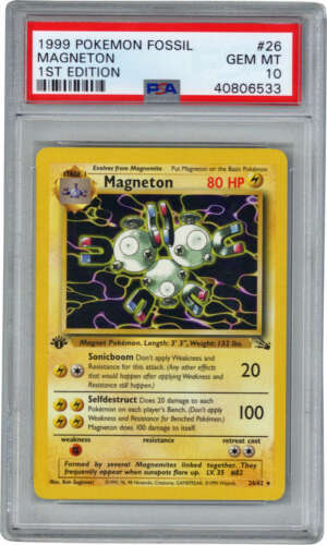 Mageneton 1999 Fossil First Edition Pokemon Card 26 PSA 10 