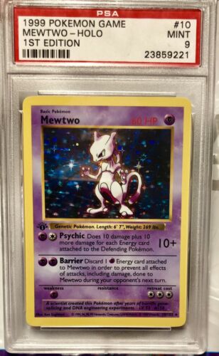 1999 Mewtwo Holo 1st Edition Shadowless Pokemon Card Graded PSA 9 Mint RARE WOW