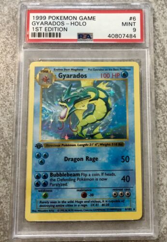 1999 Gyarados Pokemon Card Holo Shadowless 1st Edition Graded PSA 9 Mint RARE