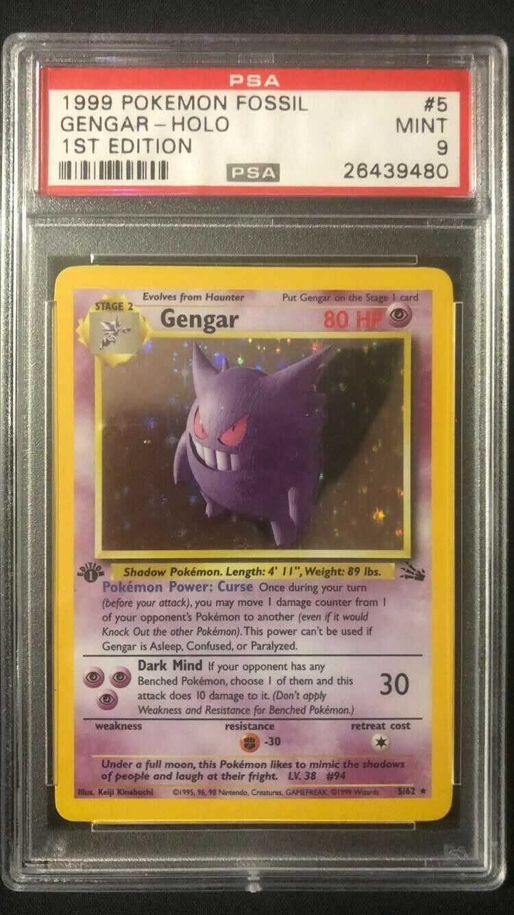 1999 Pokemon Fossil Gengar 1st Edition Holo 562 PSA 9 MINT