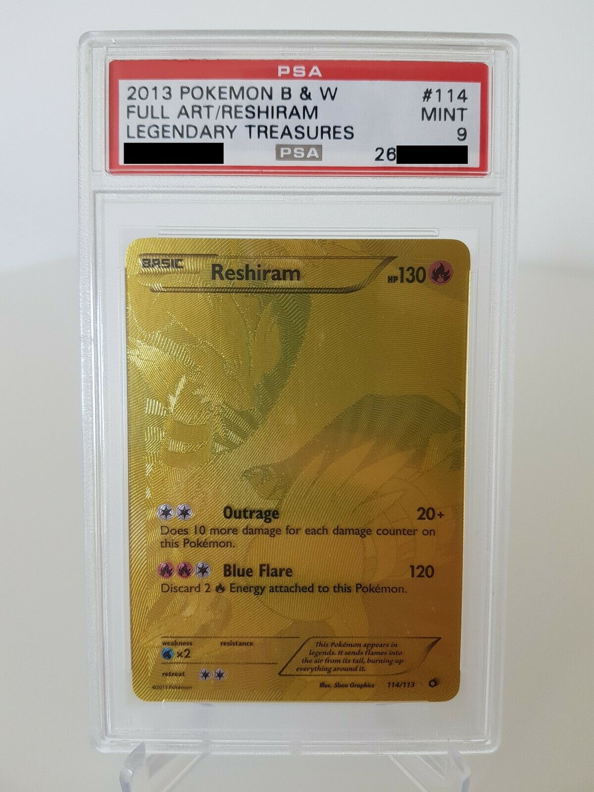 Pokemon Karte Reshiram PSA 9 Mint 114113 BW11 Legendre Schtze Secret Gold